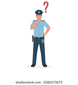 police officer thinking pose vector illustration