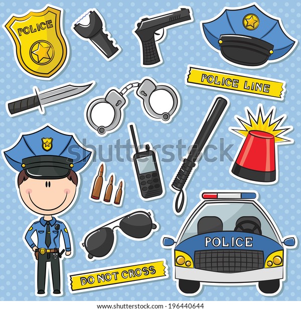 Police Officer With Tools\
Sticker Set