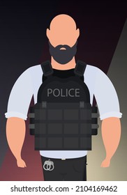 Police officer in uniform. Cartoon style.
