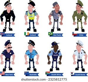 uniforme de oficial de policía de diferentes países