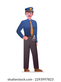 Police officer in the uniform standing vector illustration