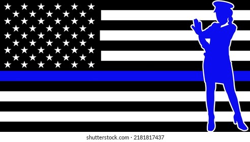 police officer with usa flag vector svg