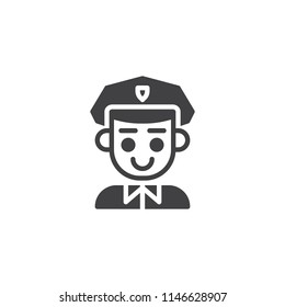 Police Officer vector icon. filled flat sign for mobile concept and web design. Police man simple solid icon. Symbol, logo illustration. Pixel perfect vector graphics