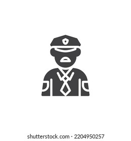 Police Officer Vector Icon. Filled Flat Sign For Mobile Concept And Web Design. Policeman, Cop Glyph Icon. Symbol, Logo Illustration. Vector Graphics