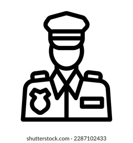 Diseño de icono de línea de vector de oficial de policía
