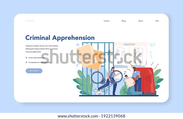 Police\
officer web banner or landing page. Detective making investigation\
and apprehension. Policeman patrol the city managing the traffic.\
911 service. Isolated flat vector\
illustration