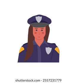 Police Officer, Women Career Flat Vector Illustration