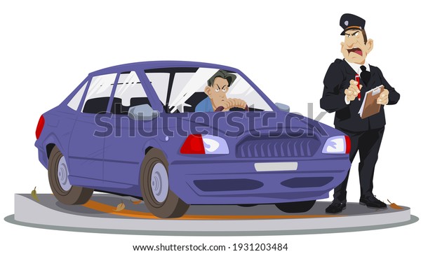 Police officer\
writing ticket. Traffic violation. Illustration concept for mobile\
website and internet\
development.