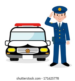 Police officers and police car