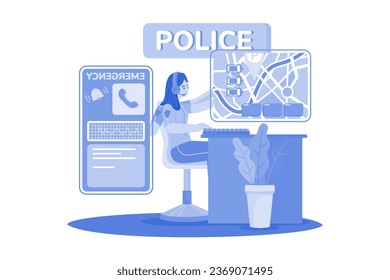 Police officers coordinate traffic illustration concept on white background