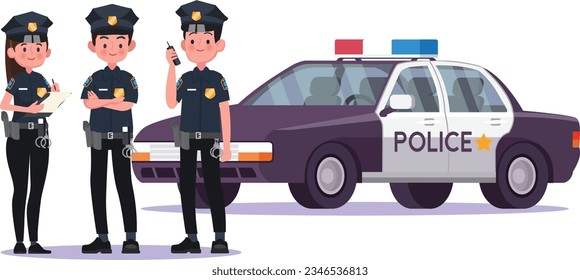 Police officers crowding with cars Pro Vector -01 svg