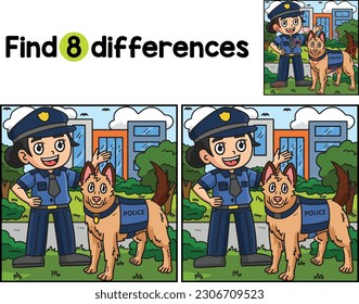 Policías Policía Perro Encuentra Las Diferencias