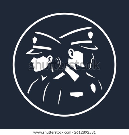 Police officers icon. Vector badge or emblem in flat silhouette style