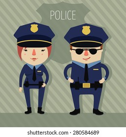 police officers. policeman and police woman. companions. character design. vector illustration 