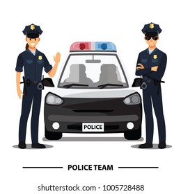 police officers team character