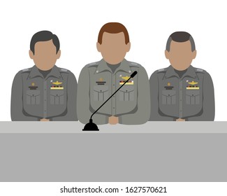 Police Officers Vector Sitting At A Press Conference 