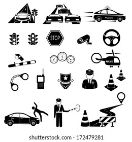 Police on the roads. vector illustration