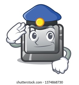 Police P button installed on cartoon computer