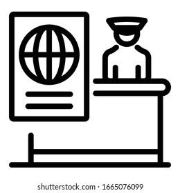 Police passport control icon. Outline police passport control vector icon for web design isolated on white background