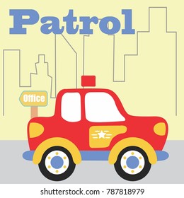 police patrol car vector cartoon