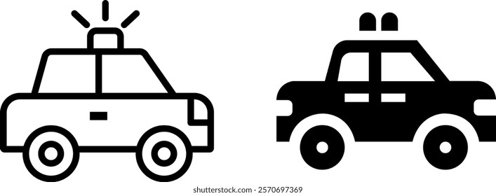 "Police Patrol Pickup Vector Icon Set: Law Enforcement and Security Designs for Public Safety Projects"