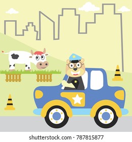 police  patrol vector cartoon
