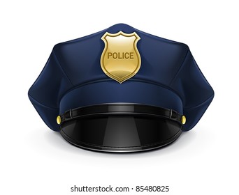 police peaked cap with cockade vector illustration isolated on white background