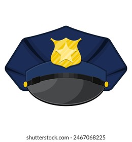 Police peaked cap with gold cockade. Vector illustration in flat style