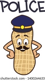 police peanut cartoon character. vector illustration