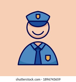 Police people icon simple and minimalist in cartoon outlined graphic vector illustration style