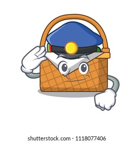 Police picnic basket character cartoon