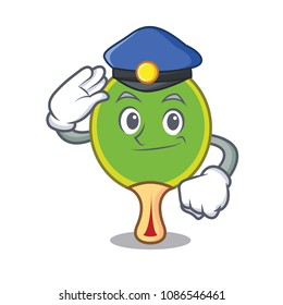 Police ping pong racket character cartoon
