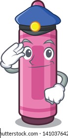 Police pink crayon isolated in the mascot