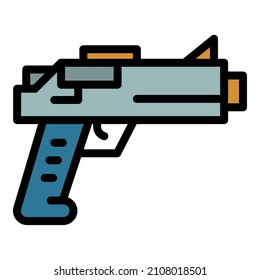 Police pistol icon. Outline police pistol vector icon color flat isolated