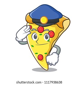 Police pizza slice character cartoon