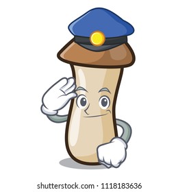 Police pleurotus erynggi mushroom character cartoon