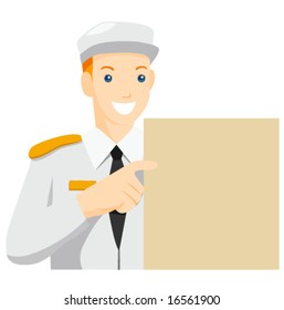 Police pointing to blank Cardboard - Vector