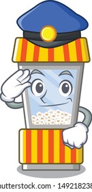 Police popcorn vending machine cartoon isolated mascot