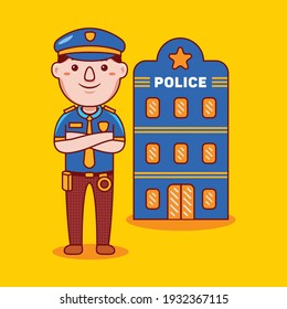 Police profession with flat design style. Vector illustration.