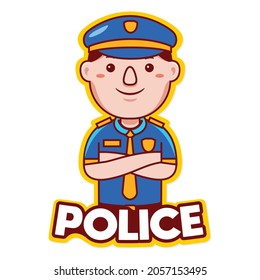 Police Profession Mascot Logo Vector in Cartoon Style