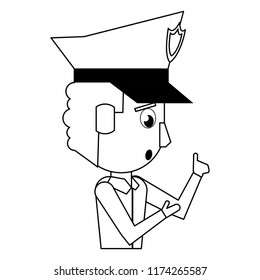 Police profile cartoon in black and white