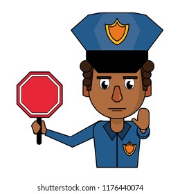 Police profile cartoon colorful