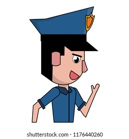 Police profile cartoon colorful