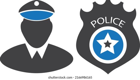 Icono de protección policial, vector de icono de protección