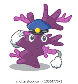 Police purple coral reef in cartoon aquarium