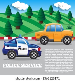 The police pursuit. Side view. Vector illustration.