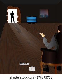Police Raid. Criminal and Police officer. Vector illustration for your design.