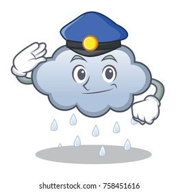 Police rain cloud character cartoon