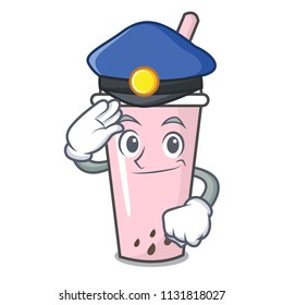 Police raspberry bubble tea character cartoon