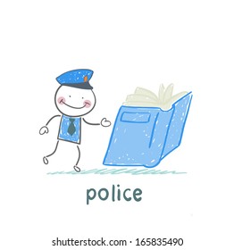 Police reads the book